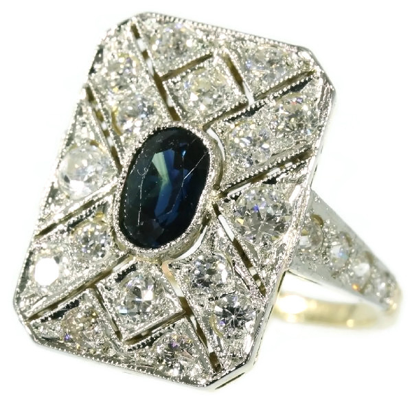 Diamond and sapphire Art Deco engagement ring